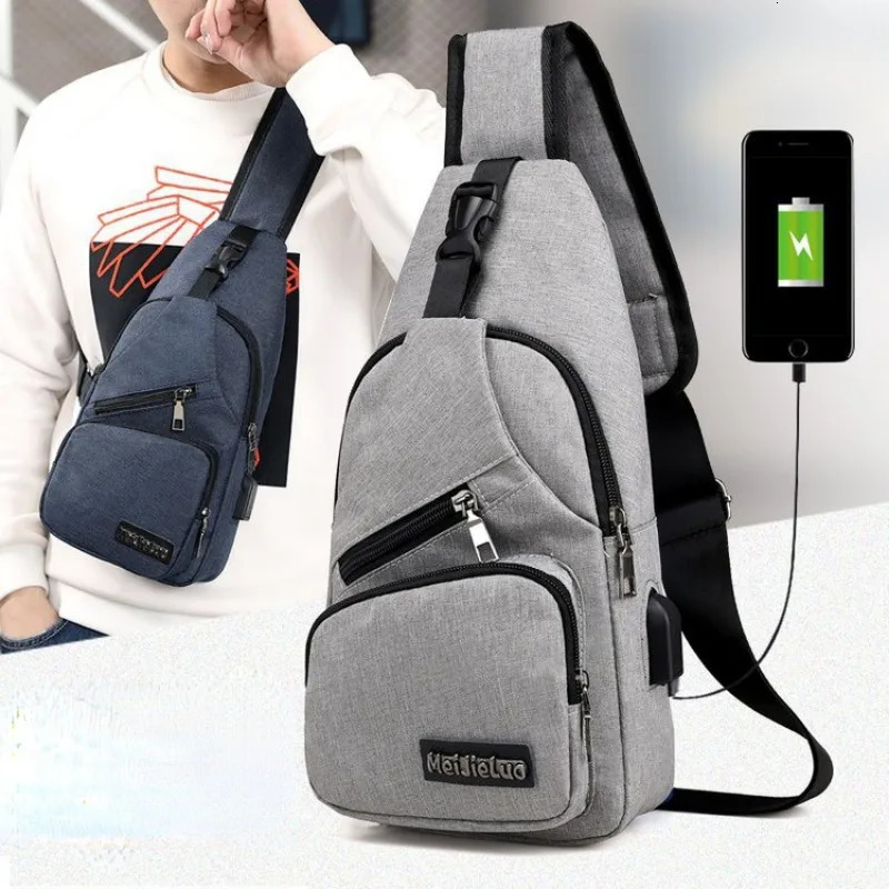 2023 Mens USB Smart Chest Bag Crossbody Backpack Single Shoulder Leisure Canvas Waist Pack 241115Z