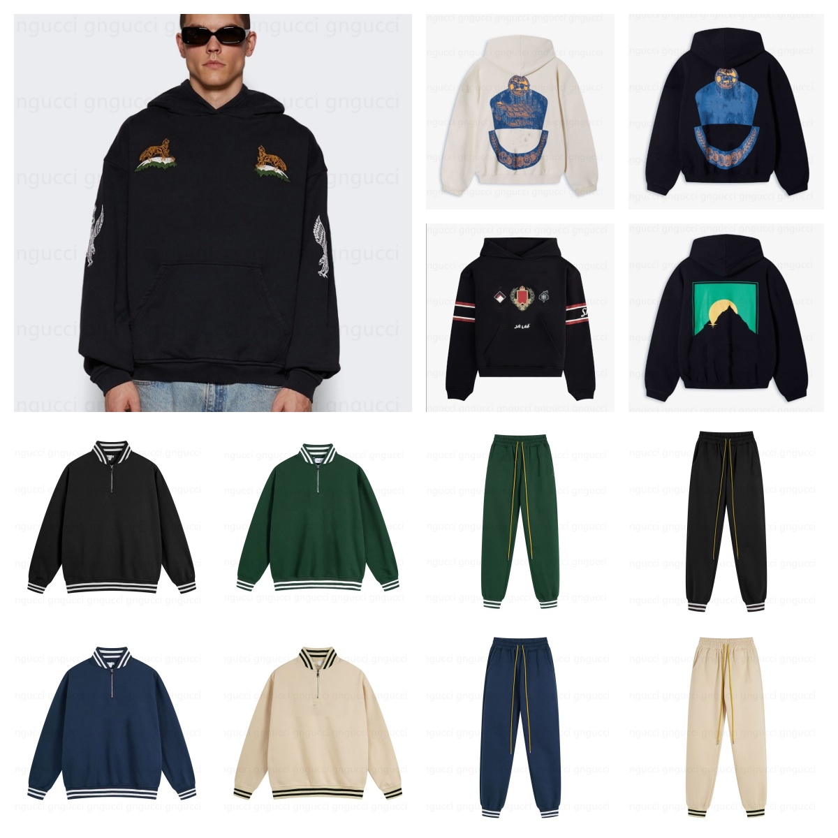 Mens half Zipper Hooded Classical Designer Hoodies fashion Letters printing Sweatshirts pants High Quality Pullover Winter Luxury Brand tracksuit