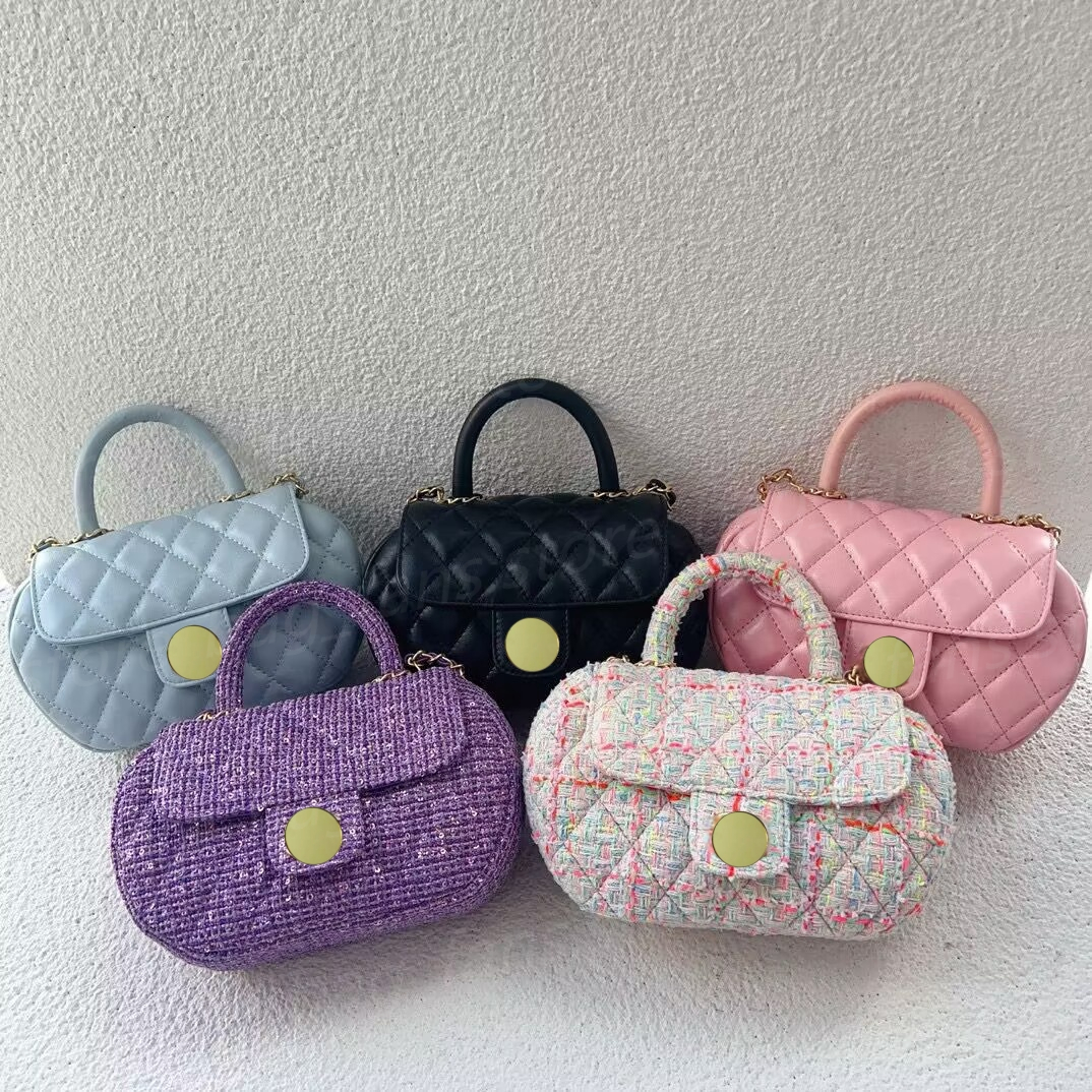 High Quality Designer Handbags in Woolen Fabric Women's Fashion Diamond Grid Pattern Cover Bags for Party 22cm 29cm 27390 27202-image-970116537