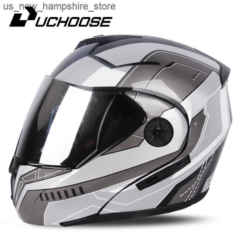 Casques de moto 2024 Unisexe Racing Motobiker Flip Up Casques Modular Double Lens Casque de moto Full Face Face SAFE HEMET Men Adulte Femmes J241