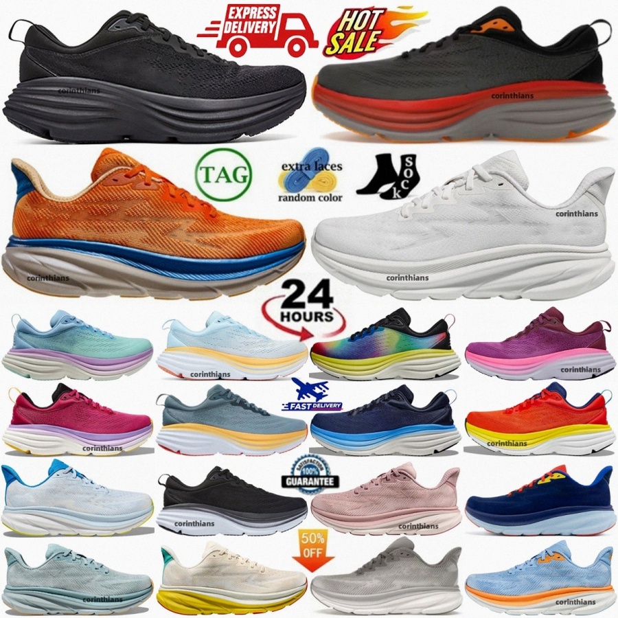 One One Bondi 8 Running Shoes Clifton 9 Triple Black White Vermillion Shifting Sand Eggnog Trainers Sneakers Womens Mens Summer Song Blue Country-image-985944880