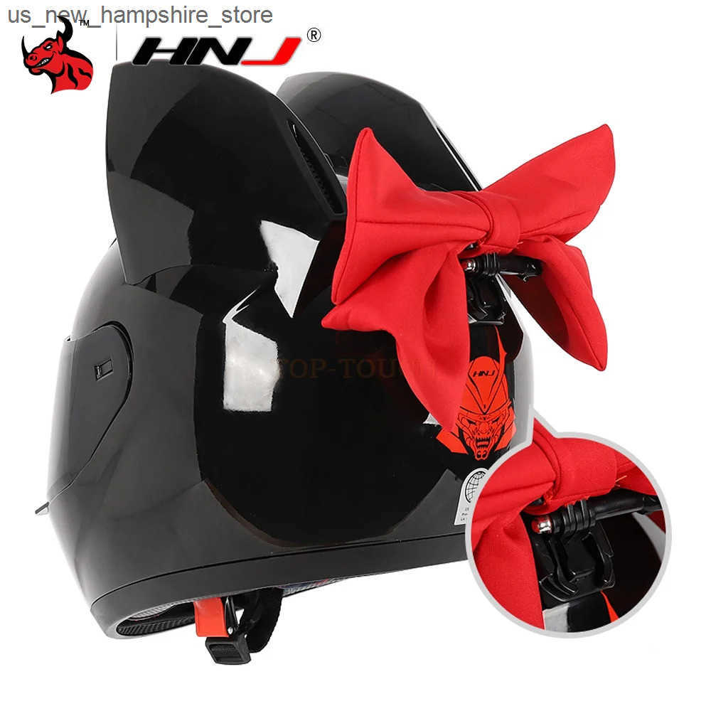 Motorcycle Helmets HNJ Motorcycle Helmet Full Face Casco Moto Breathable Motocross Helmet Removable Cat Ears Helmets Detachable Bow Casco Motocro-image-1035119926