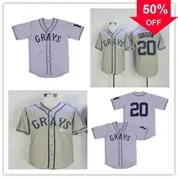 Xflsp GlaMitNess Cheap Fashion Homestead Grays Negro League Button Down Baseball Jerseys 20 Josh GIBSON Embroidery Sports Shirts High Quality
