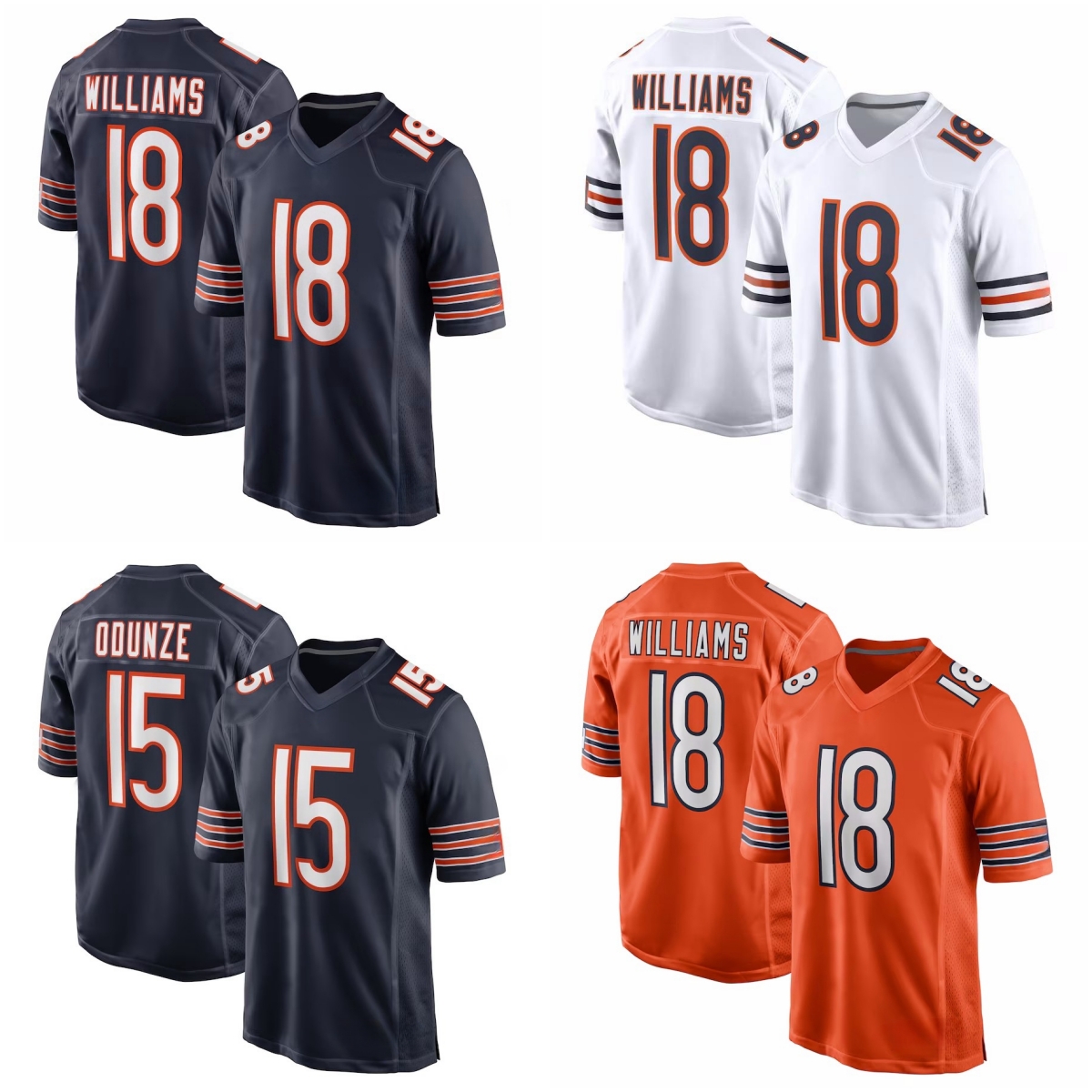 2024 NEW Draft First Round Pick Player Game Jersey Football Jerseys 18 Caleb Williams 15 Rome Odunze Jersey Men's Women's Youth Game Cu