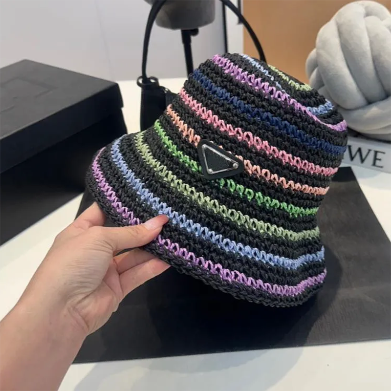 Summer Bucket Designer Straw Luxury Caps Casquette Grass Braid Cap Fitted Crochet Hat Fashion Womens Beach Sunhat Unisex Visor Snapback Fisherman Ha