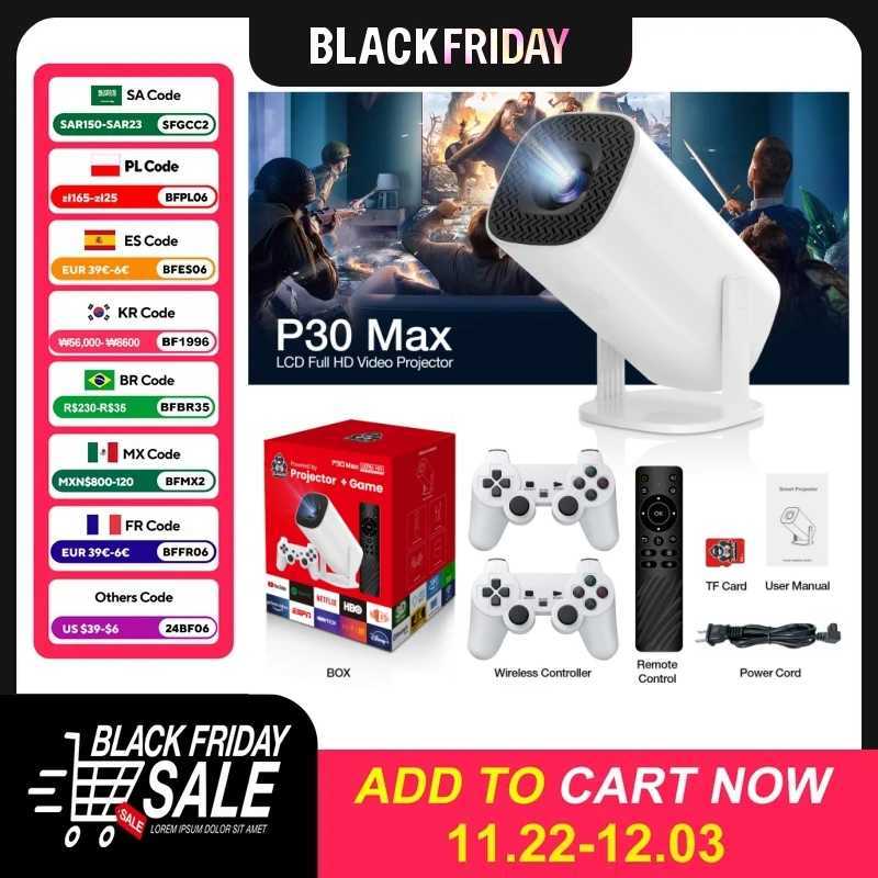 Projectors 3D Game Projector P30MAX Retro Video Game Console Wireless Controller 4K ULTRA HD plug and play Android11 BT5.0 720P Home Cinema H2411-image-1035079060