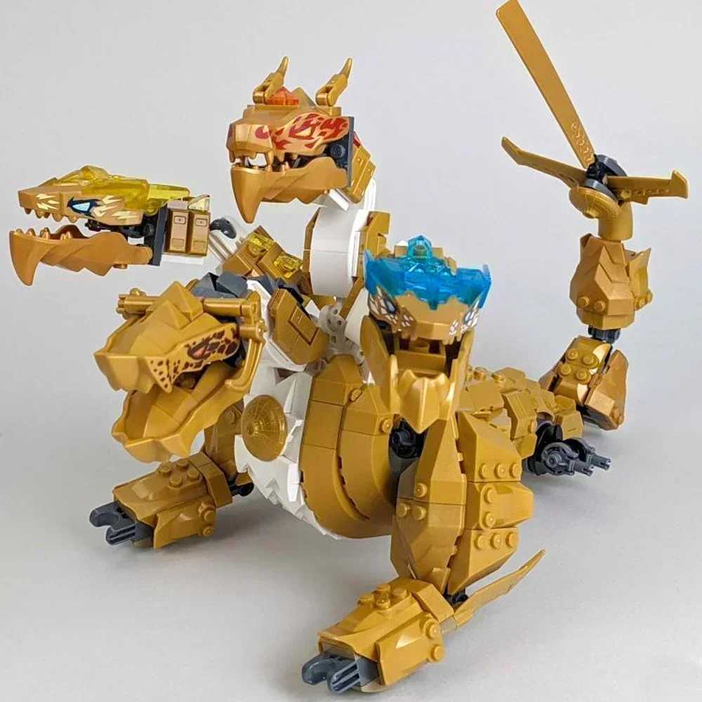 Blocks Lloyd Golden Ultra Dragon Building Blocks Four-Headed Dragon Mech Figures Bricks Toys For Children Gifts C251204-image-1087261710