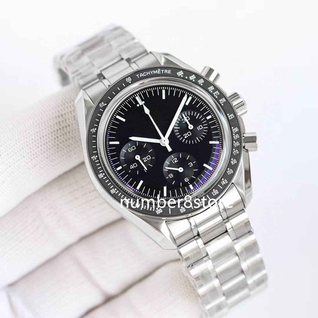 Classic Moonwatch Chronograph Mens Watch Stainless Steel 3861 Manual-Winding Luxury Wristwatch Sapphire Crystal Water Resistant 42mm