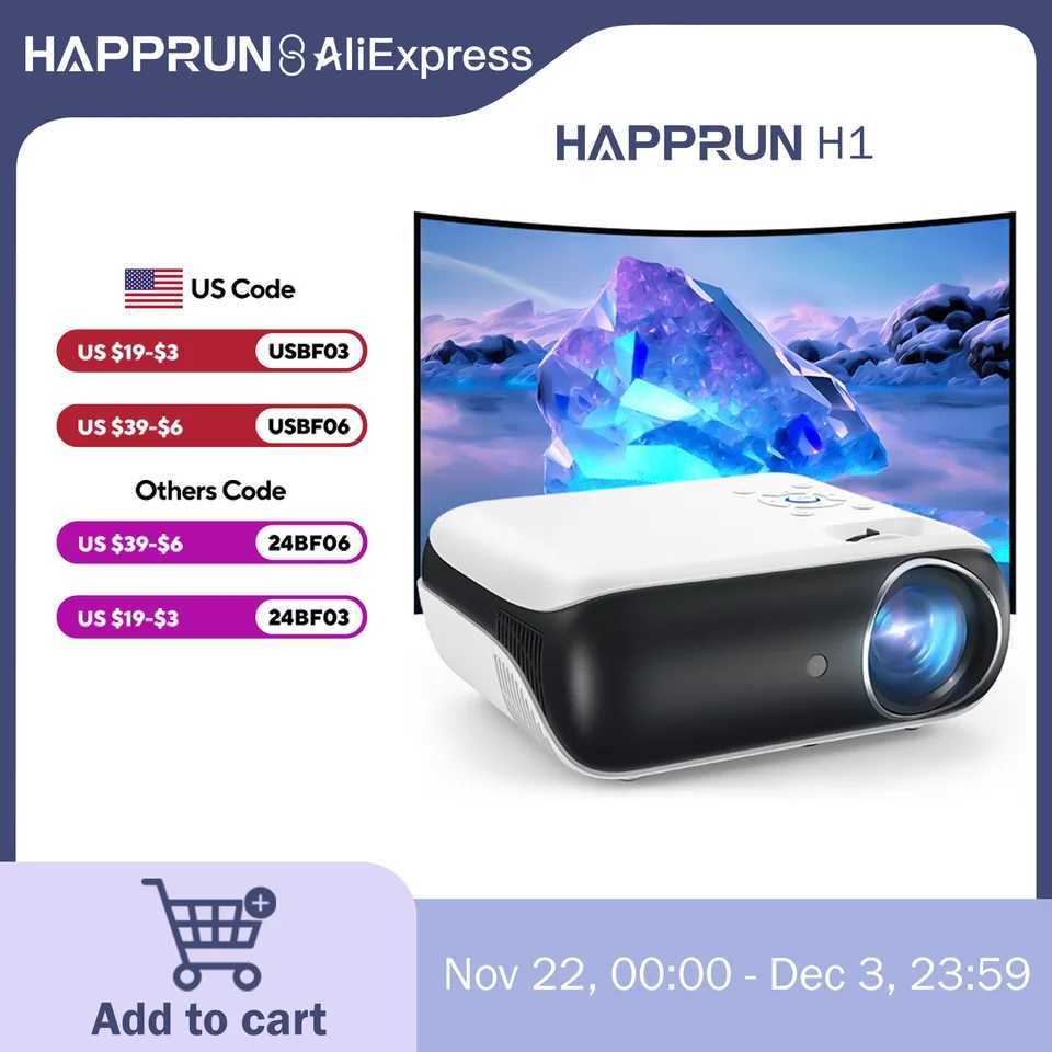Projectors HAPPRUN Projector native 1080P Bluetooth projector portable outdoor full HD mini projector home bedroom speaker H241126-image-1035079233