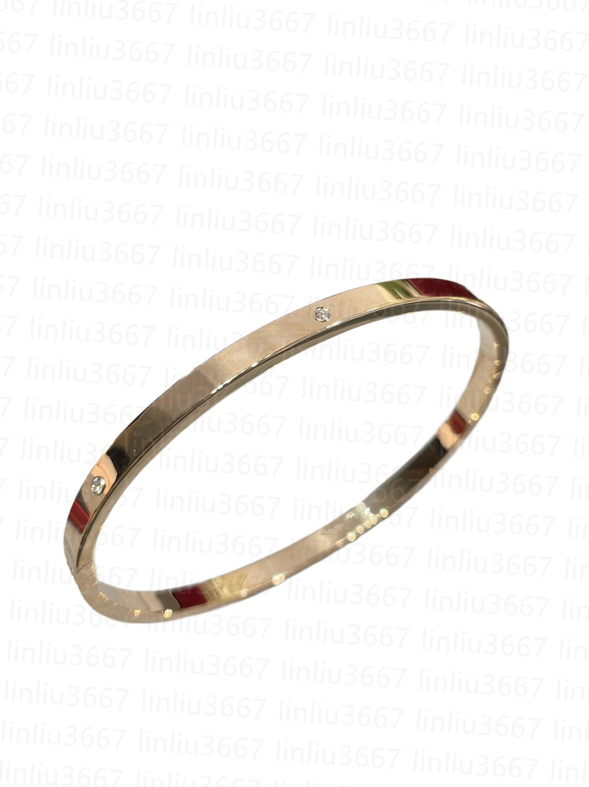 Bracelet femme jonc fin or rose avec 6 diamants moissanite plaqué 18k véritable, design ouvert idéal mariages cadeaux avec boîte