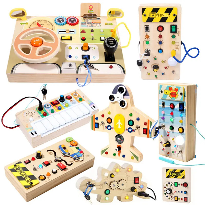 Busy Montessori Board Children Toys Led Light Switch Simulate Car Steering Wheel Travel Activities Sensory Game Educational L26822