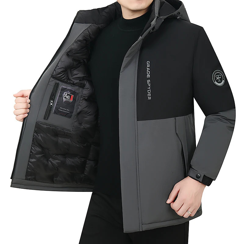 Mens Autumn Hooded Casual Windproof Outwear Hat Parkas Male Jacket Waterproof Long Winter Men Warm Coat 241121Z
