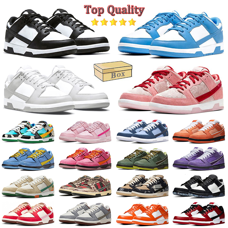 With Box 5A Top Quality Low Pandas Designer Casual Shoes Black White Grey Pink Blue Kentucky Syracuse Orange Green Platform dhgate Mens Trainers Wom