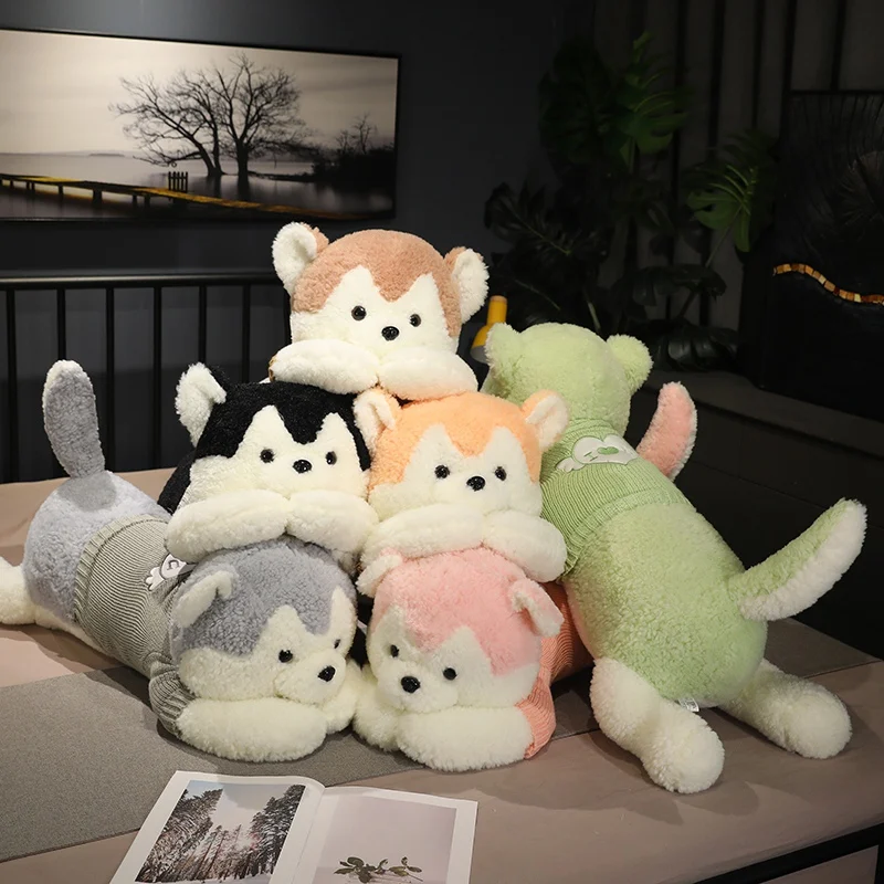 New Cute Husky Plush Toys Stuffed Soft Sofa Cushion Room Decoration Lying Dog Dolls for Pregnant Women Sleeping Birthday Gifts C251115-image-1084814487