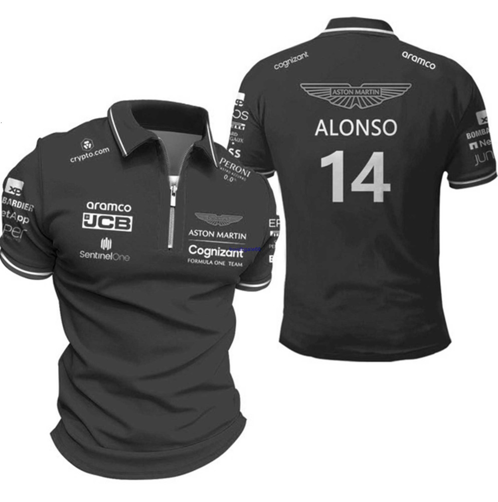 2025 Fashion F1 Mens Polo Formula One Team Aston Martin Spanish Racing Driver Fernando Alonso 14 Stroll 18 Zipper f