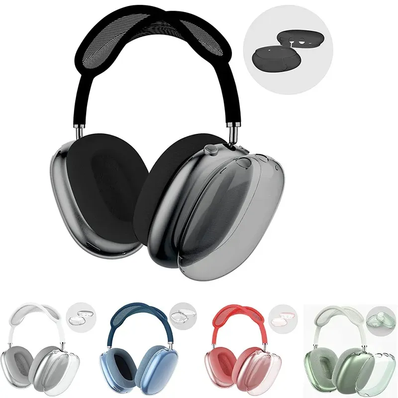 For Airpods Max bluetooth earbuds Headphone Accessories Transparent TPU Solid Silicone Waterproof Protective case AirPod Maxs Headphones Headset cover Case 