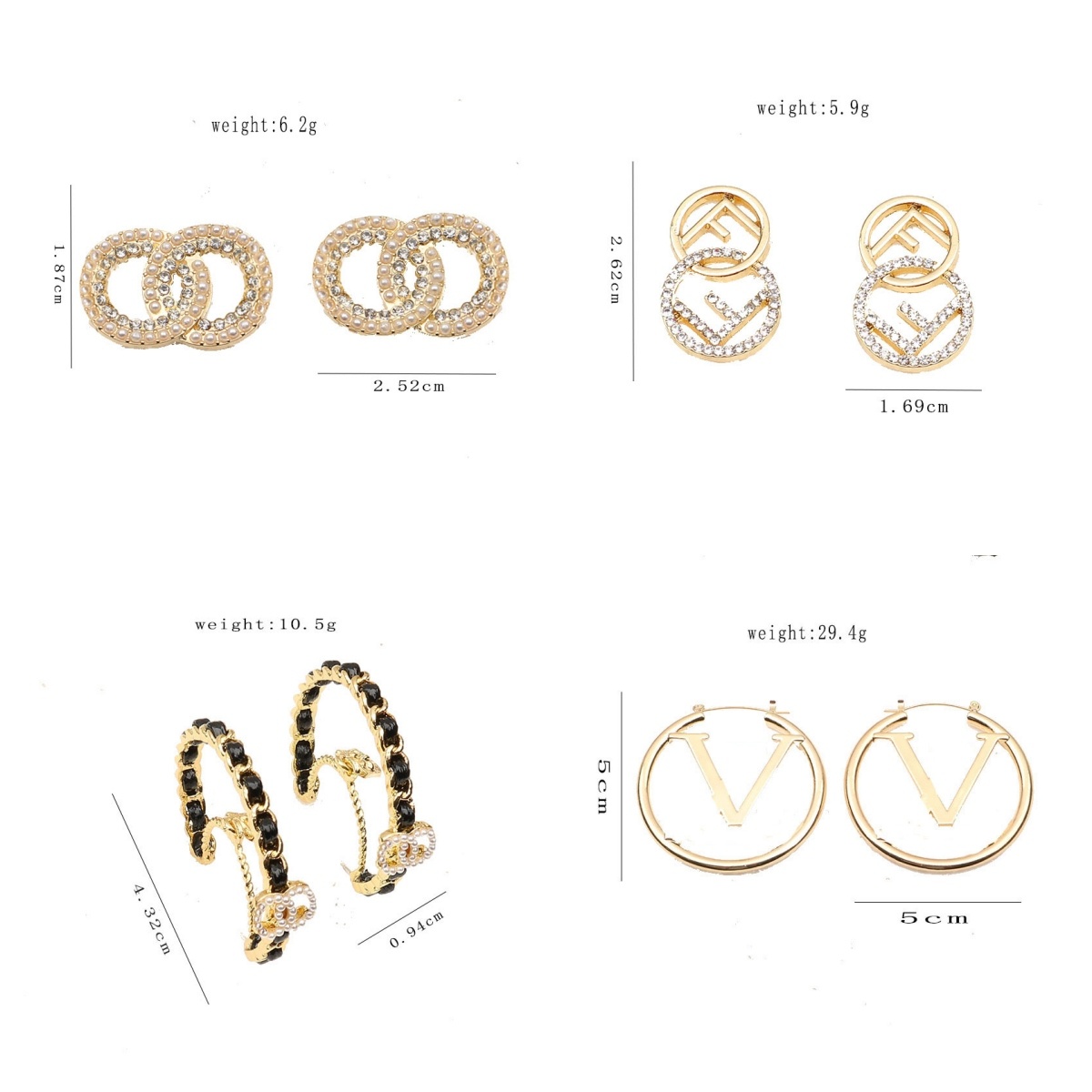 2024 Mixed Simple Gold Plated 925 Silver Luxury Brand Designers Letters Stud Geometric Famous Women Round Crystal Rhinestone Pearl Earring Wedding P