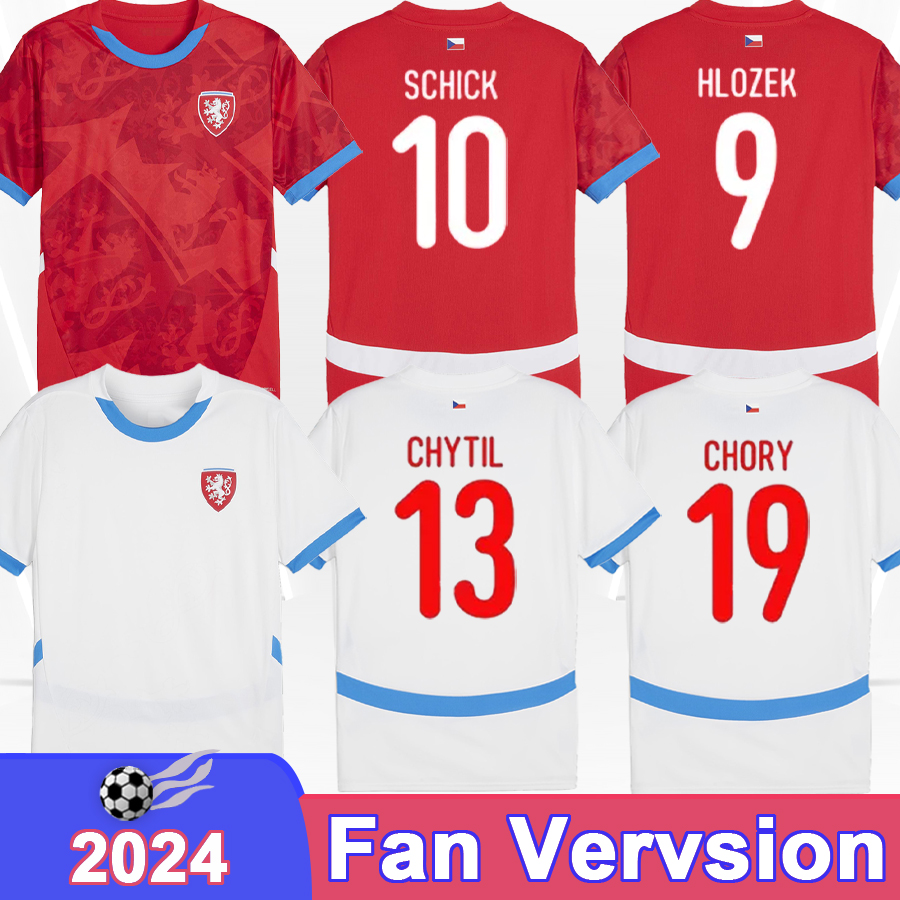 2024 Czech Republic Mens Soccer Jerseys National Team SCHICK SOUCEK CHYTIL CHORY SADILEK Home Away Football Shirts Short Sleeve Adult Uniforms-image-970438017