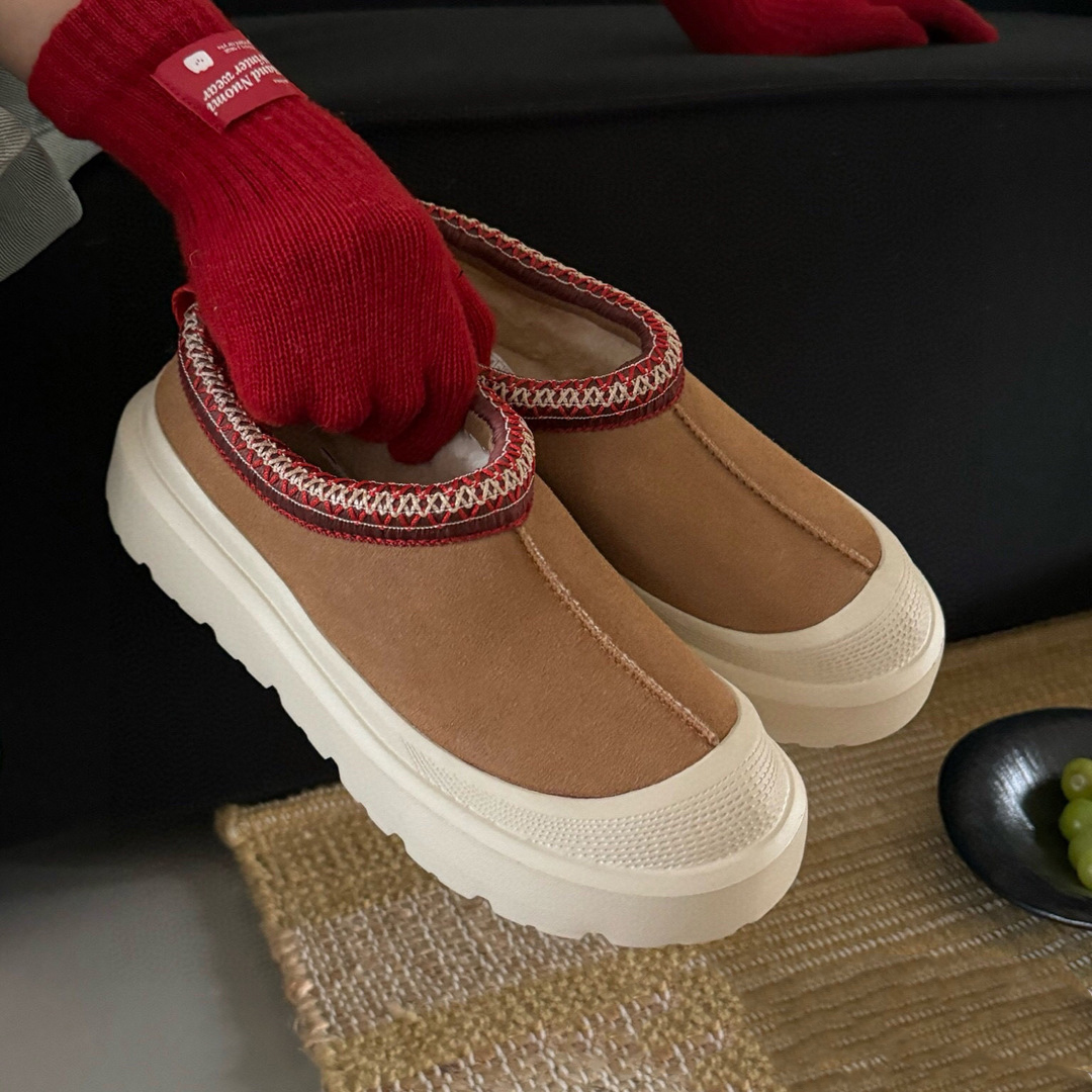 Tasman Weather Hybrid Boots Waterproof Slippers Ultra Mini Platform Snow Bootie Sheepskin Ankle Chestnut Orange Women Men Botte Size 35-44