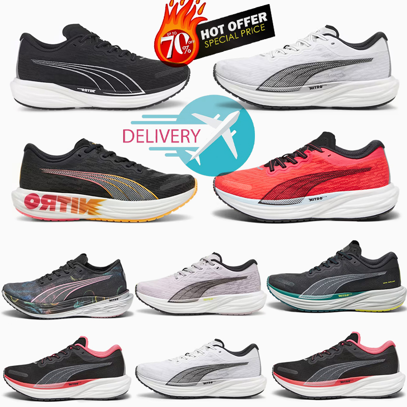 Running Shoes Pumaa Deviate Nitro 2 men women shoes sneakers black white Fire Orchid Black-Sun Stream trainers outdoors sports shoes size 35-45 v2 v