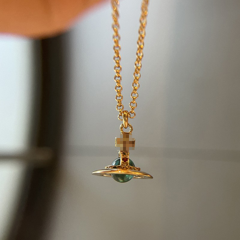 Designer Pendant Necklaces Stereo Planet Orb Necklace Colored Diamond Saturn Pendant Planet Clavicle Chain-image-970691135