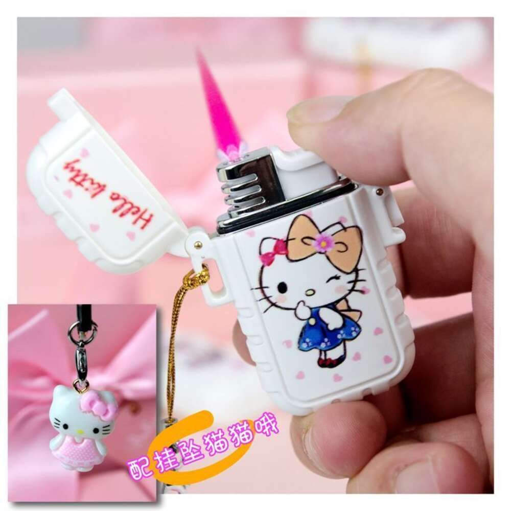 Cute Pendant Cartoon Torch Pink Flame Waterproof Detachable Lighter-image-1079978995