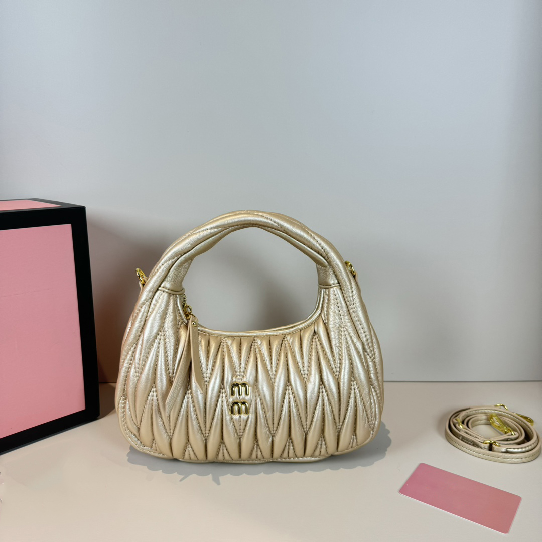 Fashion Designer Shoulder Bowling Bag Metallic Hobo Bags Purse Luxury Bag Wrinkled PU Leather 27114-image-971250635