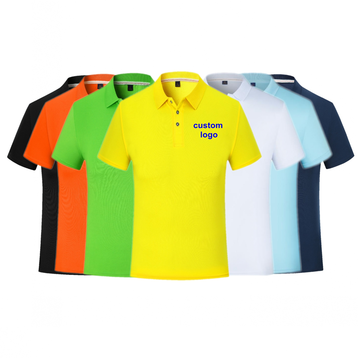 Quick-Dry Polo T Shirt Mens Womens Golf Polo DIY Printing Embroidery Logo White Green Navy Blue Black 11 Solid Color