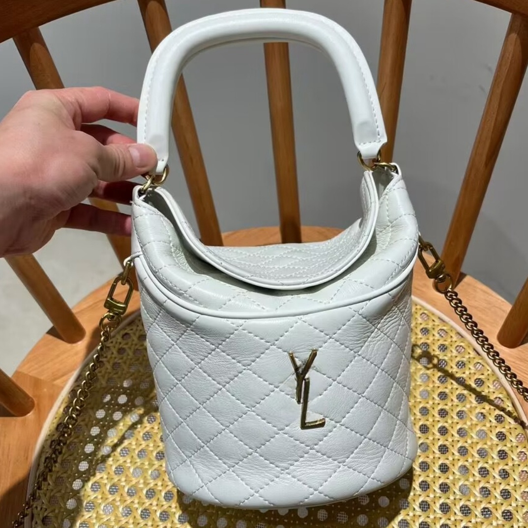 Designer Drawstring Bags with Chain Women&#039;s Cute Handbags Crossbody Mini Bucket Bags with Gold Logo 27224-image-971238780