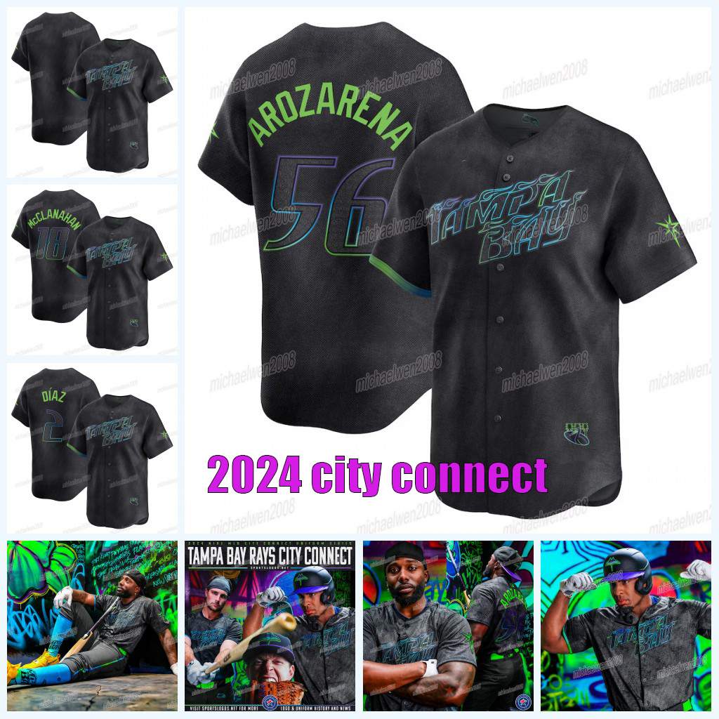 56 Randy Arozarena 2024 City Connect Rays JERSEY Shane McClanahan Lowe Yandy Diaz Jose Siri Isaac Paredes Ben Rortvedt Zach Eflin Zach Eflin Aaron Civale Curtis Mead 