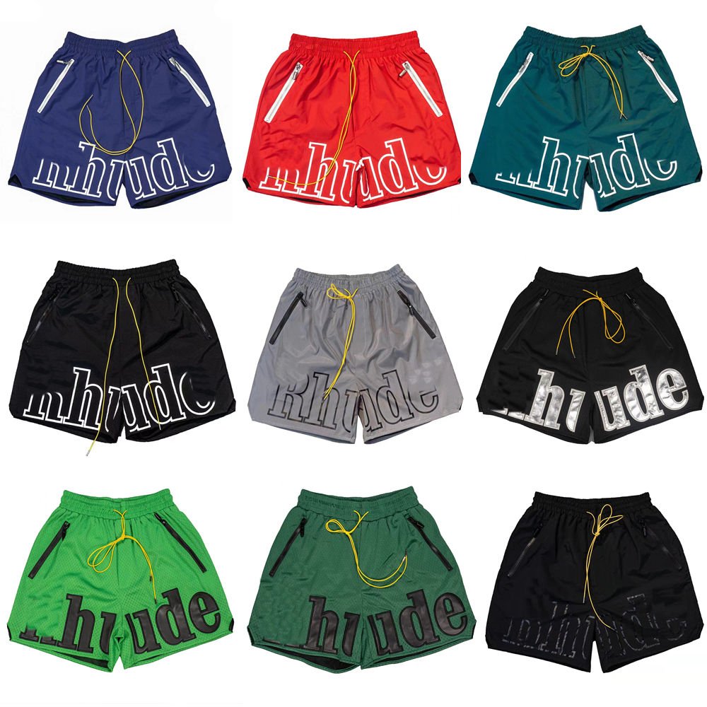 Rhude Short Short Short Short Gym pour hommes Sweat Sweatshorts Short Summer Summer Sports Bule Bule Elastic Wistre High Street Loose Shorts déco