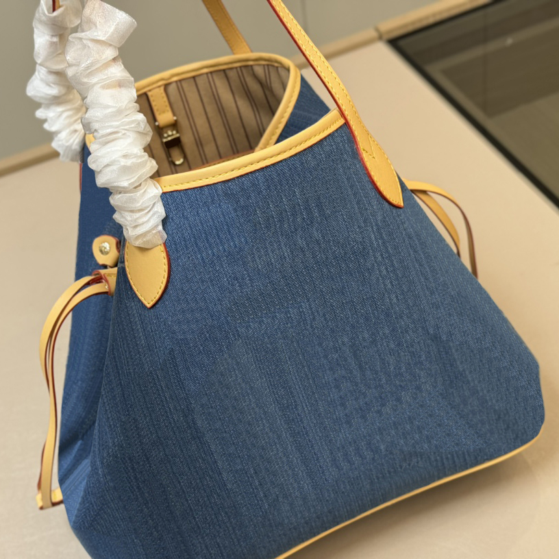 Top Quality Denim tote bag handbag women luxury designer totes bags shoulder shopping bags fashion classic flower handbags with dust bag