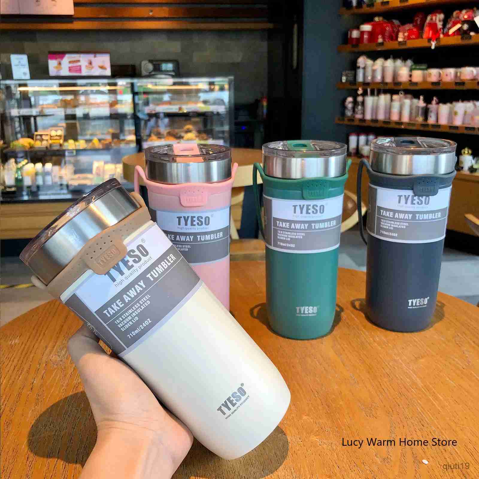 Thermoses TYESO Cup Thermal Stainless Steel Coffee Mug Double Thermos Water Bottle Vacuum Flask Insulated Travel Car Beer Cups With Straw L260528-image-942379626