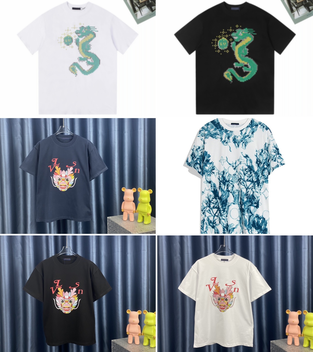 Fashion Designer Men&#039;s Print Dragon T shirt Dragon Year Male Short Sleeve Cotton T-shirts #1105-image-942403028
