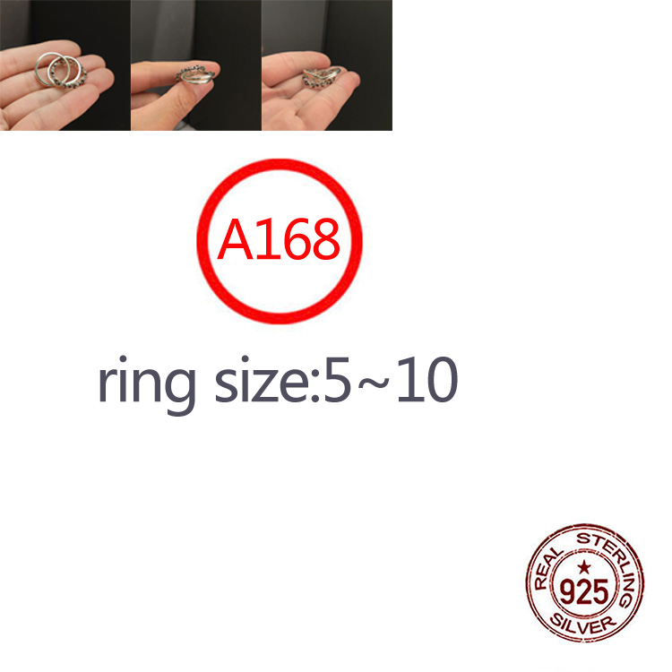 A168 S925 Sterling Silver Ring Three Ring Cross Flower Trendy Hip Hop Retro Couple Jewelry Gifts for Lovers-image-942328808