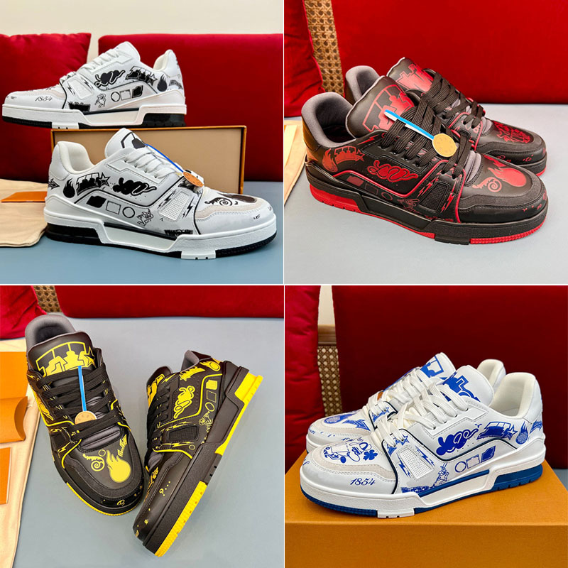 Printed Graffiti Sneakers 1ACEJ bold iteration smooth Leather Made Upper Printed Graffiti Signatures Slogans back 54 referring 1854 Mens Designer-image-942435433