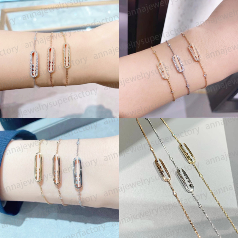 2024 Designer M series Charm Bracelets For Women 18K Rose Gold Silver Geometric diamond sliding Three Diamond S925 Silver Personality luxury Jewe