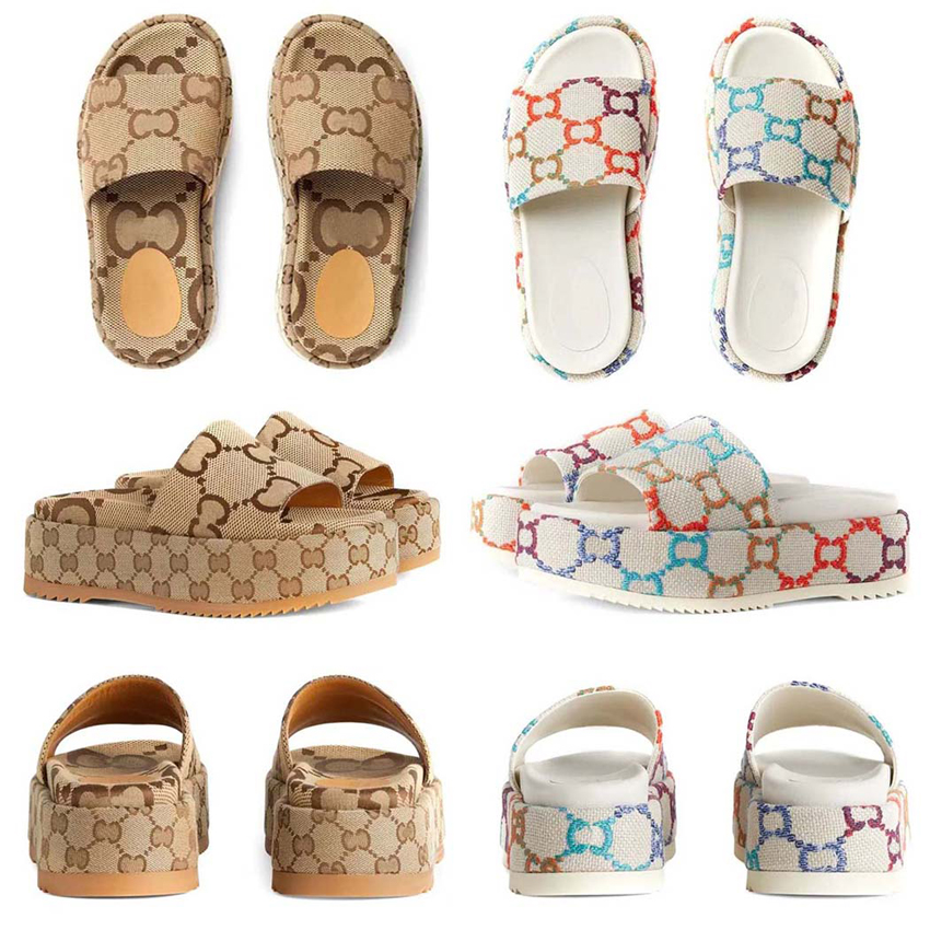 Designer Sandals Slippers Summer Men Women Shoes Shaped Multicolor GG Flora Slides Molded footbed in black Tonal rubber sole featuring embossed logo