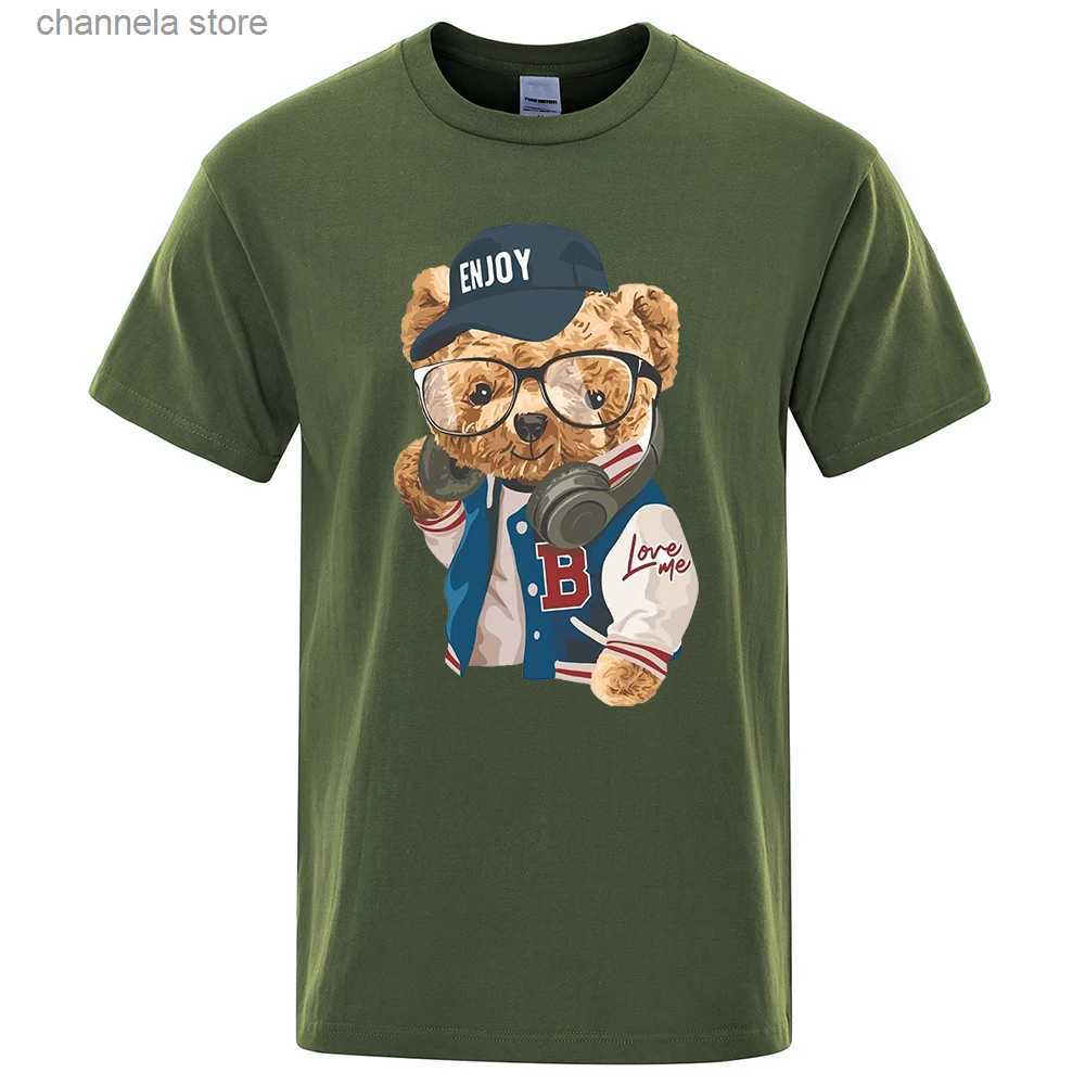 Men's T-Shirts Gentleman Tech Control Teddy Bear Men T Shirt Fashion Oversize T-Shirt High Quality Cotton T-Shirts Crewneck Summer Brand Top-image-943112644