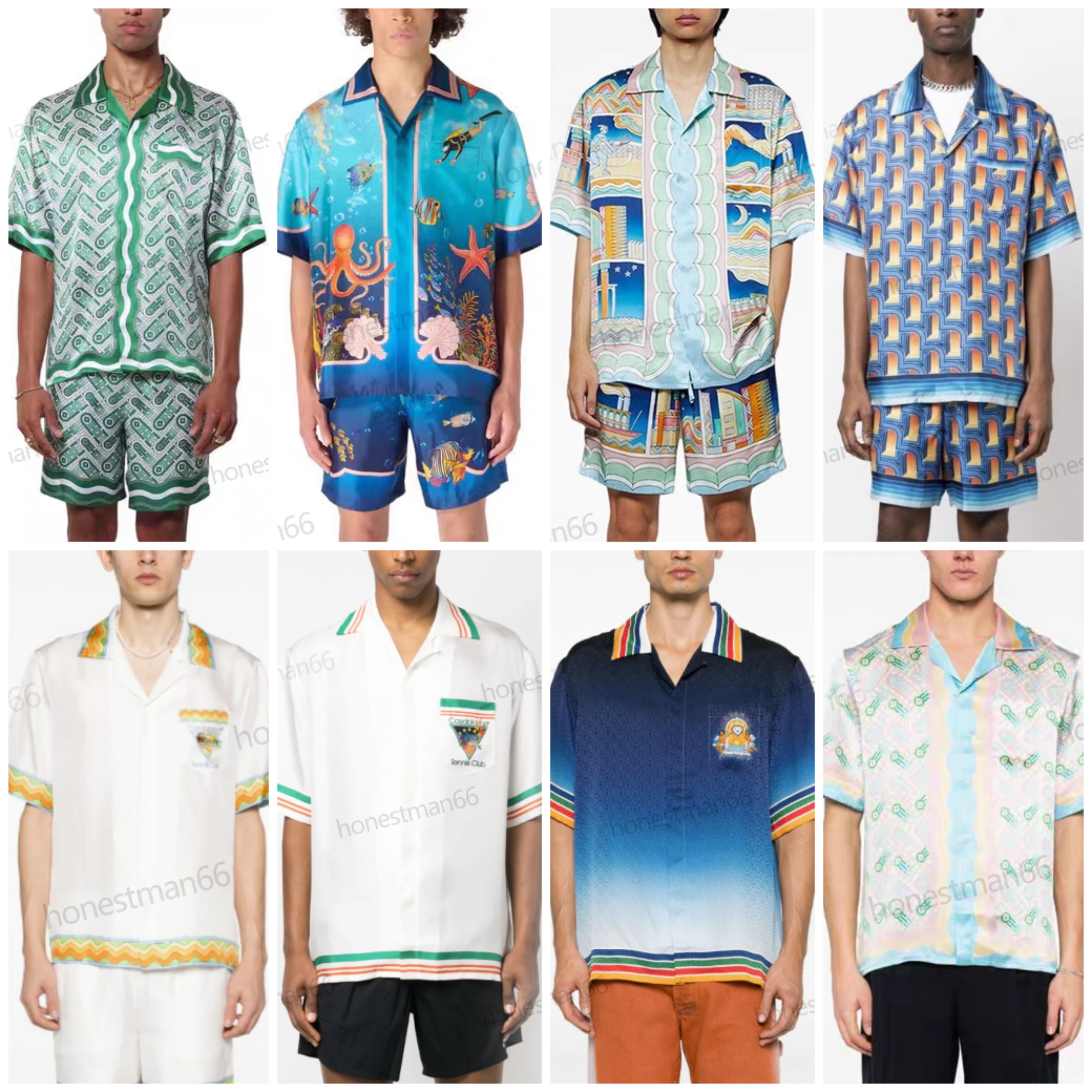 24ss Nouvelle chemise de plage Casablanca Hawaii Hommes et Femmes Nouveau Lucid Dreams Island Paysage Couleur Tempérament Satin Chemise à manches