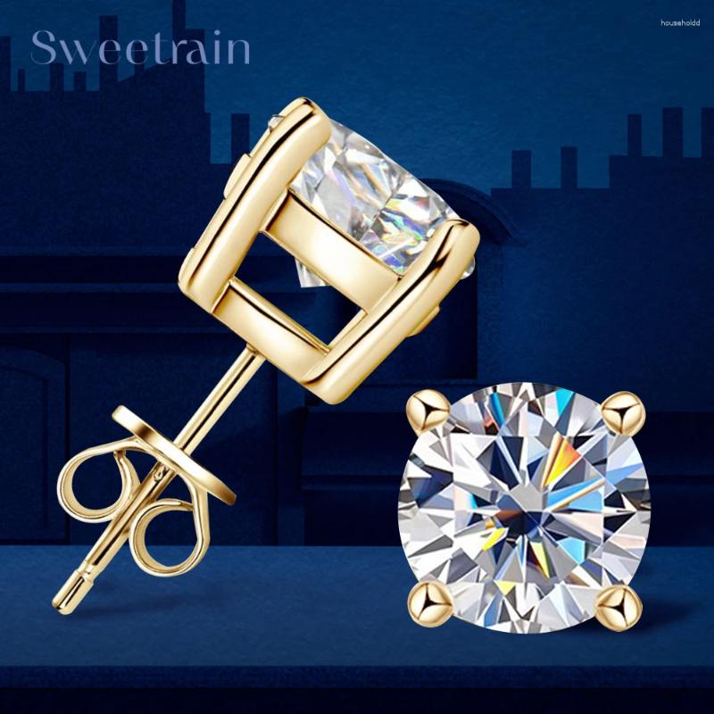 Stud Earrings Real 0.5-2ct Moissanite Diamond 925 Silver Original Certified Plated 18K Gold Earring For Women Men Luxury Jewelry-image-942555245
