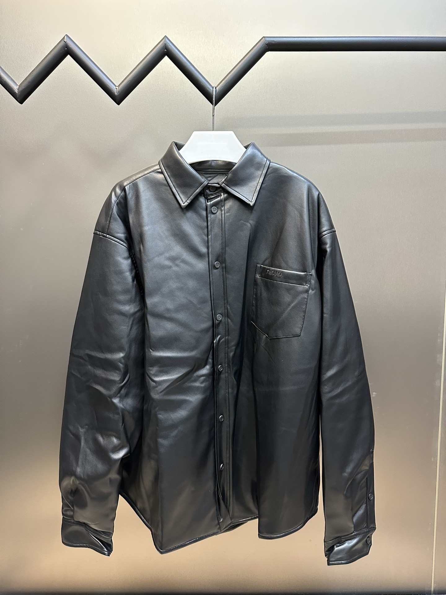 Fashion Brand Bale Letter Embroidered Leather Jacket Vintage Leather Coat Fit Loose Fit Coat Destruction for Men-image-942502368