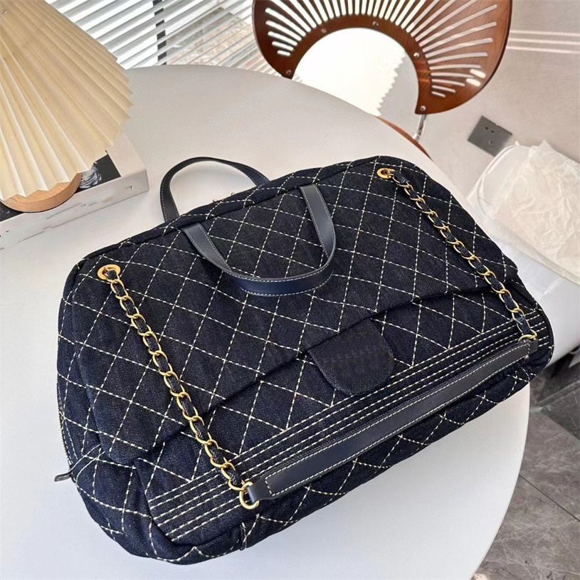 Luxury duffle Bag Designer Handbag travel Bag Chain bowling Tote Airport denim Unisex Shoulder duffel Canvas bags men Large Capacity Fashion 41CM-image-942602157