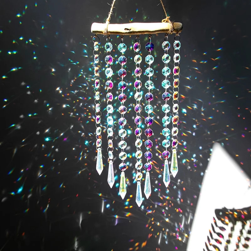 Suncatcher Crystal Wind Chimes Hanging Moon Catcher Pendants Home Garden Christmas Tree Rainbow Prism Decor Wedding Decoration 240122 M260328-image-1099406581