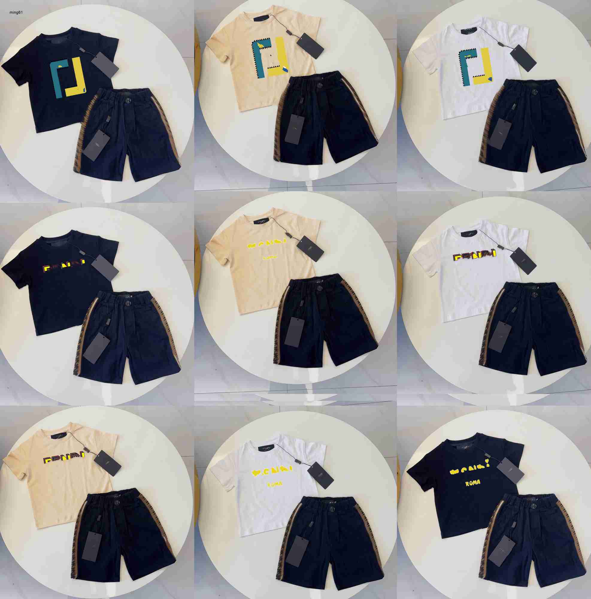 Brand kids T-shirts summer boys girls tracksuits Size 100-150 baby short sleeves and Grid letter printed shorts Jan20-image-942803282