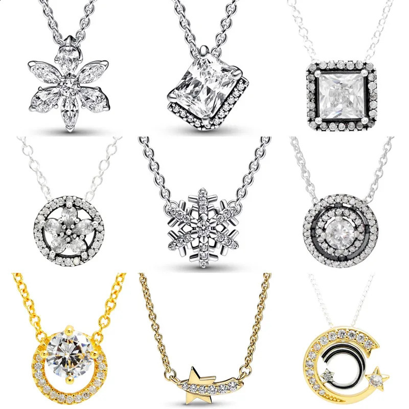Sparkling Snowflake Herbarium Cluster Rectangular Halo Collier Necklace For Fashion 925 Sterling Silver Bead Charm designer necklace for jewelry wom