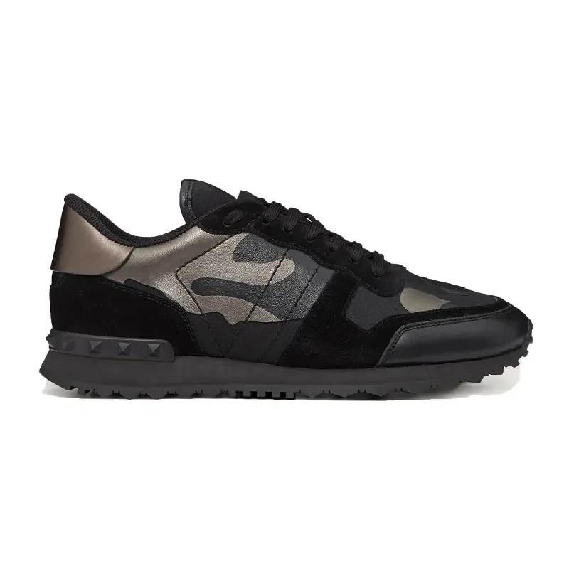 Baskets pour hommes Chaussures de créateur Hommes Rockrunner formateur Militaire Tissu Vert Pastel Gris Marine Hommes Casual Baskets De Sport Moc