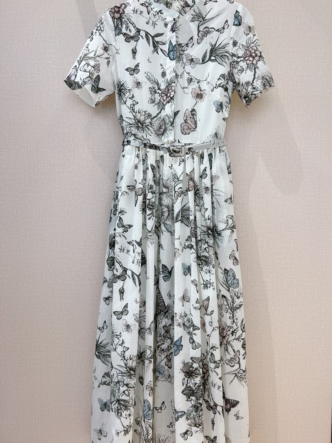 Chaopai 2024 nouvelle robe à imprimé fleur papillon rose gris