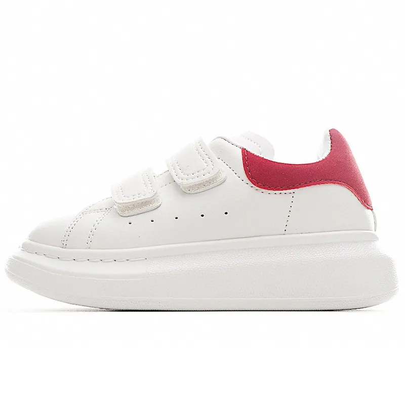 New Kids Shoes White Red Black Dream Blue Single Strap outsized Sneaker Rubber Sole AMCQS Soft Calfskin Leather Lace up Trainers Sports footwear children shoe 25-35