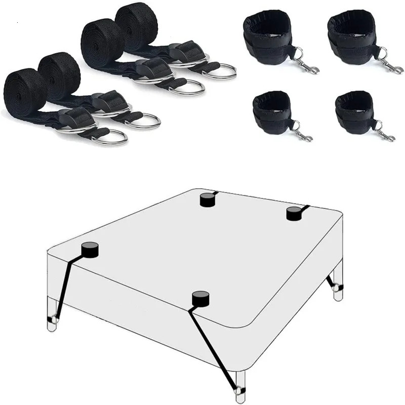 SM lit de retenue lit BDSM Kit ensemble jouet sexuel menottes manchette de cheville esclave corde de bondage menottes sexuelles adulte jeu de sex